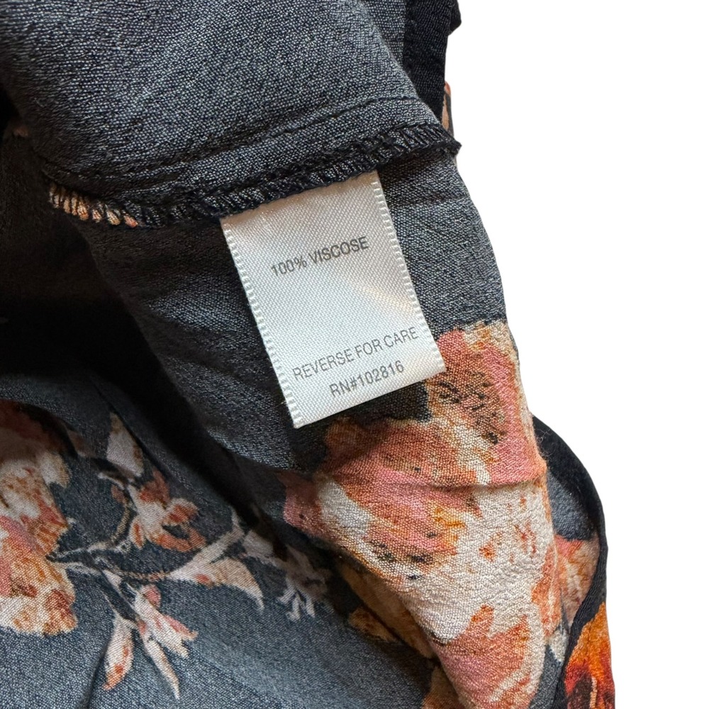 GARNET HILL Midi Skirt Black Floral Button Front Smocked Back Women's Size Small - Picture 5 of 7